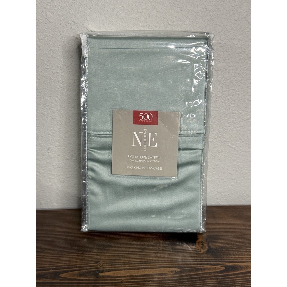 Noble Excellence NE Grey Mist King Size‎ Pillowcases Set New Blue 500ct